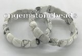 CGB3369 7.5 inches 10*15mm oval white howlite bracelets