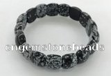 CGB3386 7.5 inches 10*15mm oval snowflake obsidian bracelets