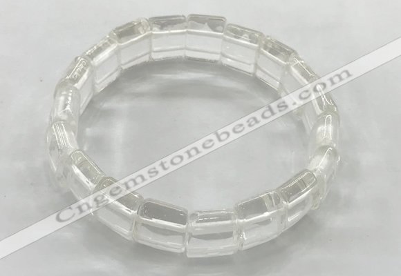 CGB3420 7.5 inches 12*15mm faceted rectangle white crystal bracelets