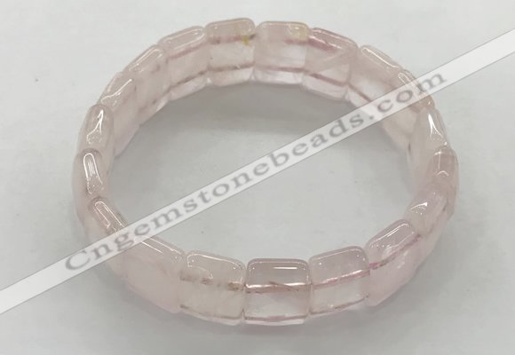 CGB3421 7.5 inches 12*15mm faceted rectangle rose quartz bracelets