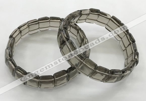 CGB3422 7.5 inches 12*15mm faceted rectangle smoky quartz bracelets