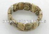 CGB3482 7.5 inches 15*20mm faceted rectangle picture jasper bracelets