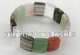 CGB3483 7.5 inches 15*20mm faceted rectangle mixed gemstone bracelets