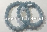 CGB4037 7.5 inches 8mm faceted round aquamarine beaded bracelets