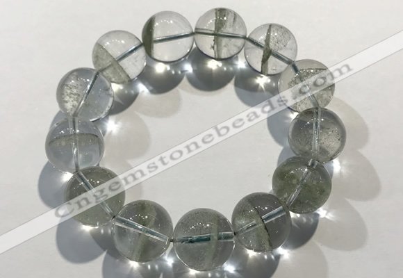 CGB4049 7.5 inches 17mm round green phantom quartz beaded bracelets