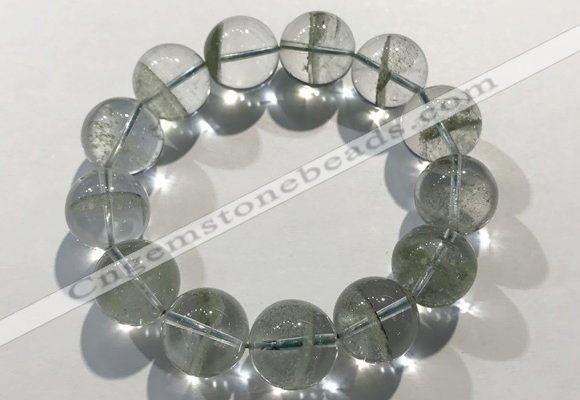 CGB4050 7.5 inches 18mm round green phantom quartz beaded bracelets