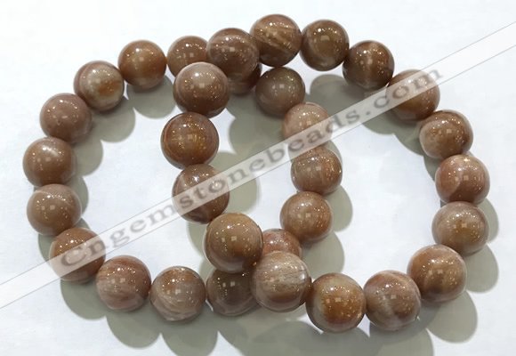 CGB4068 7.5 inches 13mm round sunstone beaded bracelets