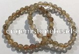 CGB4076 7.5 inches 7mm round golden rutilated quartz beaded bracelets