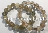 CGB4081 7.5 inches 12mm round golden rutilated quartz beaded bracelets