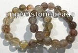 CGB4083 7.5 inches 14mm round golden rutilated quartz beaded bracelets