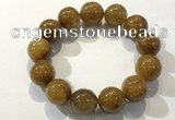 CGB4089 7.5 inches 16mm round golden rutilated quartz beaded bracelets