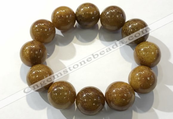 CGB4091 7.5 inches 18mm round golden rutilated quartz beaded bracelets