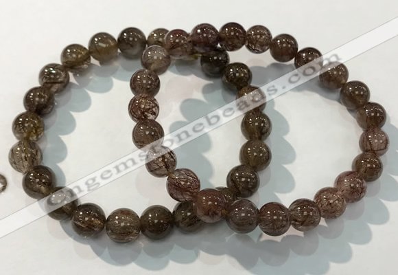 CGB4094 7.5 inches 9mm round rutilated quartz beaded bracelets