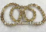 CGB4115 7.5 inches 8mm - 9mm round golden rutilated quartz beaded bracelets