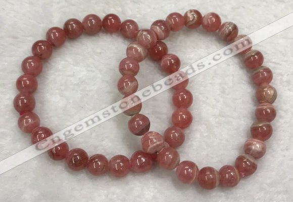 CGB4118 7.5 inches 7.5mm - 8mm round rhodochrosite beaded bracelets