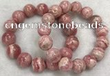 CGB4120 7.5 inches 13.5mm - 14.5mm round rhodochrosite beaded bracelets