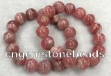 CGB4130 7.5 inches 13.5mm - 14mm round rhodochrosite beaded bracelets