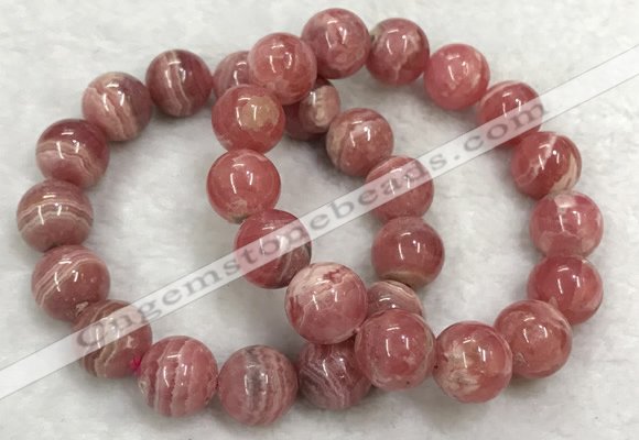 CGB4130 7.5 inches 13.5mm - 14mm round rhodochrosite beaded bracelets