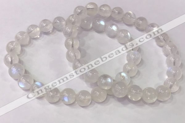 CGB4512 7.5 inches 8mm round white moonstone beaded bracelets