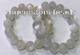 CGB4519 7.5 inches 14mm round white moonstone beaded bracelets