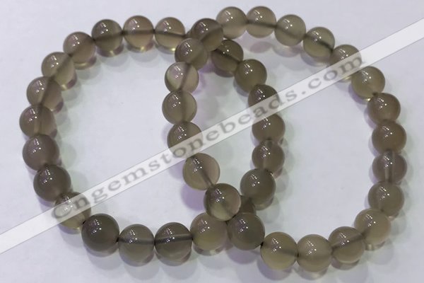 CGB4521 7.5 inches 8mm round grey moonstone beaded bracelets