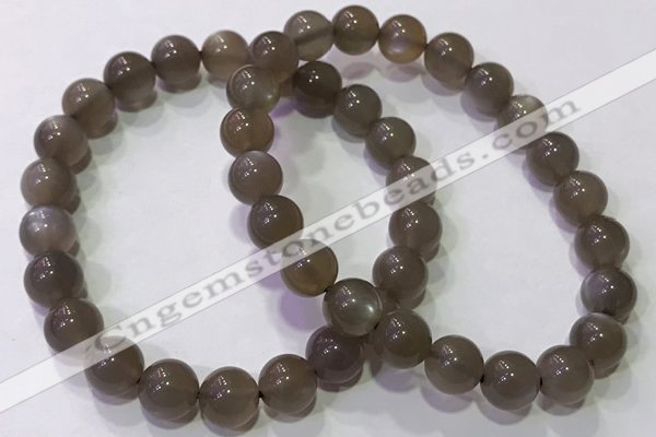 CGB4524 7.5 inches 8mm round grey moonstone beaded bracelets
