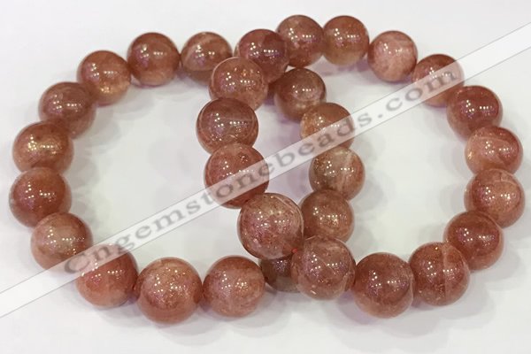 CGB4536 7.5 inches 14mm round golden sunstone beaded bracelets