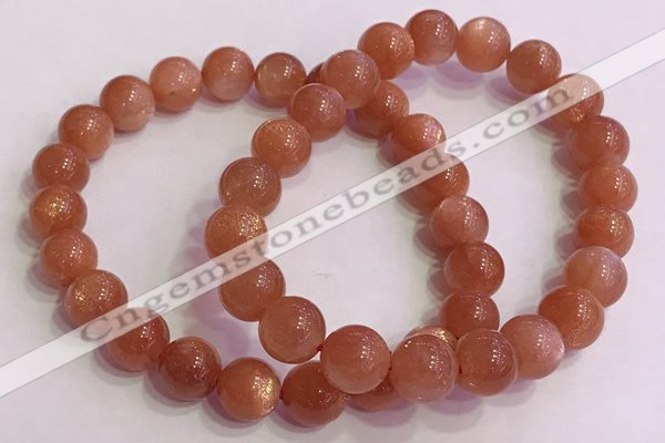 CGB4539 7.5 inches 9mm round golden sunstone beaded bracelets