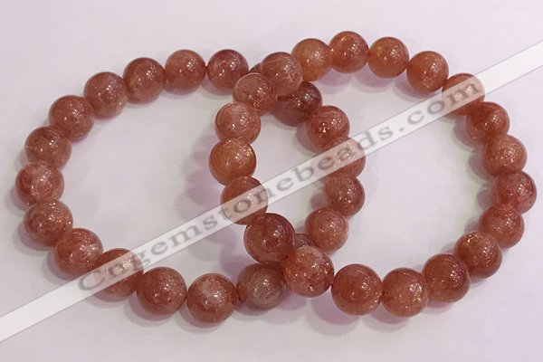 CGB4544 7.5 inches 10mm round golden sunstone beaded bracelets