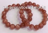 CGB4545 7.5 inches 12mm round golden sunstone beaded bracelets