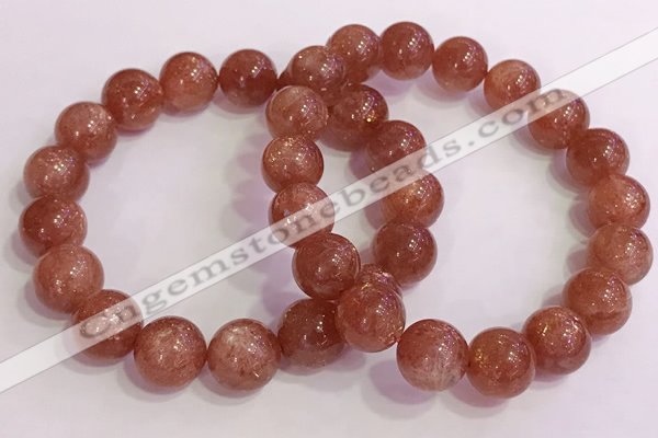 CGB4545 7.5 inches 12mm round golden sunstone beaded bracelets