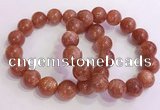 CGB4546 7.5 inches 14mm round golden sunstone beaded bracelets