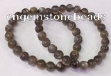 CGB4552 7.5 inches 7mm - 8mm round black sunstone beaded bracelets