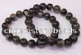 CGB4557 7.5 inches 10mm - 11mm round black sunstone beaded bracelets