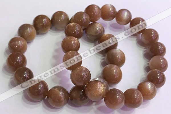CGB4567 7.5 inches 14mm round golden sunstone beaded bracelets