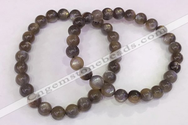 CGB4569 7.5 inches 7mm round black sunstone beaded bracelets