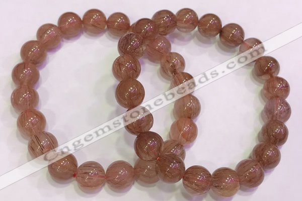 CGB4630 10mm - 11mm round red rutilated quartz beaded bracelets