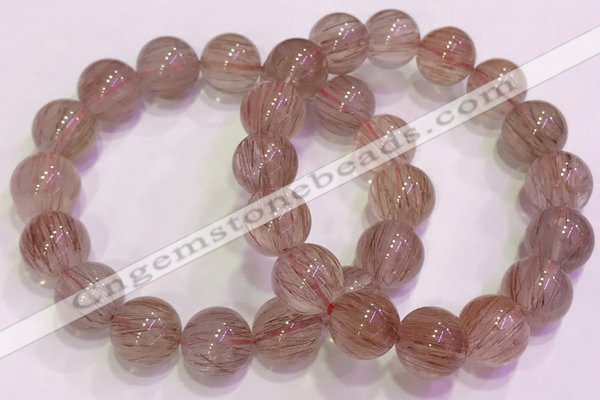 CGB4635 13mm - 14mm round red rutilated quartz beaded bracelets