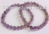 CGB4666 7mm round purple phantom quartz beaded bracelets