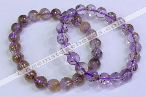 CGB4667 8mm round purple phantom quartz beaded bracelets