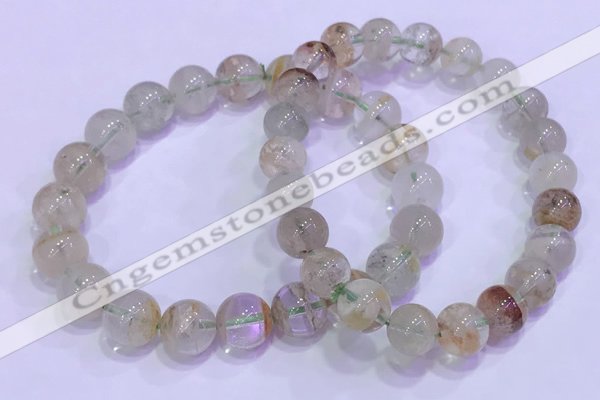 CGB4673 9mm - 10mm round green phantom quartz beaded bracelets