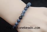 CGB5059 6mm, 8mm round snowflake obsidian beads stretchy bracelets