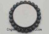 CGB5069 6mm, 8mm round black lava beads stretchy bracelets