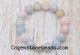 CGB5314 10mm, 12mm round morganite beads stretchy bracelets