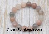 CGB5315 10mm, 12mm round moonstone beads stretchy bracelets