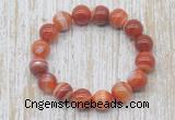 CGB5336 10mm, 12mm round red banded agate beads stretchy bracelets