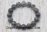 CGB5381 10mm, 12mm round black water jasper beads stretchy bracelets
