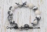 CGB5382 10mm, 12mm round black & white jasper beads stretchy bracelets