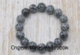 CGB5391 10mm, 12mm round snowflake obsidian beads stretchy bracelets