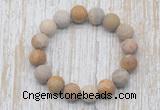 CGB5505 10mm, 12mm round matte fossil coral beads stretchy bracelets